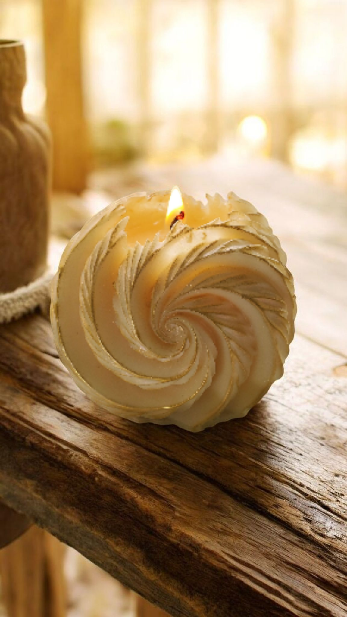Golden Hour Swirl Candle|Luxury Scented Tahitian Tiare Floral Candle